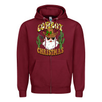 Burgundy cowboy christmas santa Zipper Hoodie - BarkalooDesign