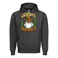 Charcoal Heather cowboy christmas santa Zipper Hoodie - BarkalooDesign