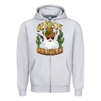 Heather Grey cowboy christmas santa Zipper Hoodie - BarkalooDesign