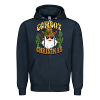 Navy cowboy christmas santa Zipper Hoodie - BarkalooDesign