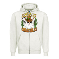 Oatmeal Heather cowboy christmas santa Zipper Hoodie - BarkalooDesign
