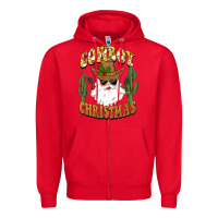 Red cowboy christmas santa Zipper Hoodie - BarkalooDesign