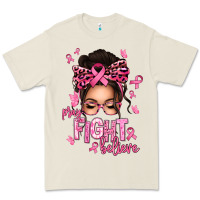 Bone pray fight believe breast cancer afro messy bun Premium Tee - texasbilliewilder