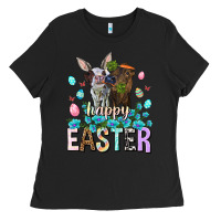 Black Happy Easter Heifers Easter Day Ladies Tee - HowdyJamesFarm