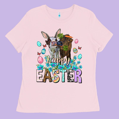 Happy Easter Heifers Easter Day Ladies Tee Designed By Howdyjamesfarm