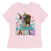 Bubblegum Pink Happy Easter Heifers Easter Day Ladies Tee - HowdyJamesFarm
