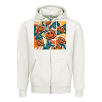 Oatmeal Heather football smiley face Zipper Hoodie - BarkalooDesign
