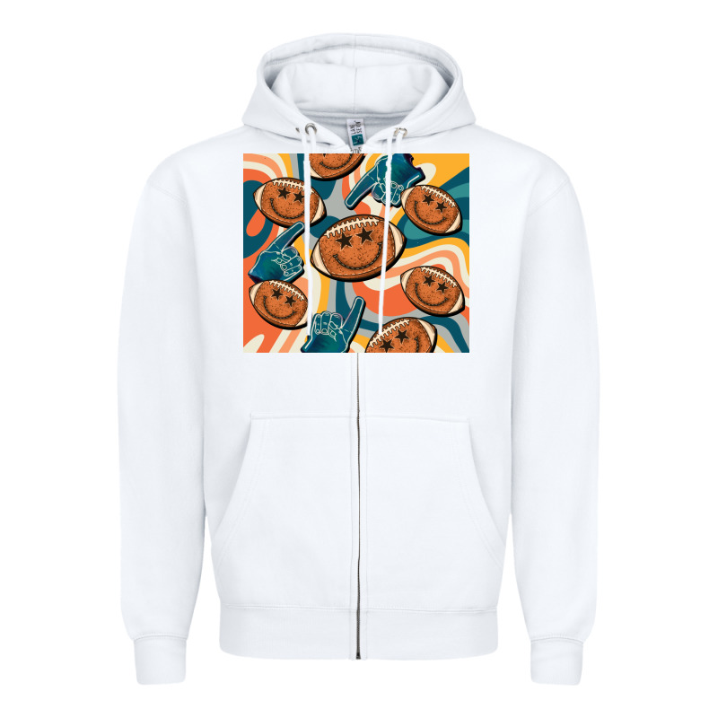 Football Smiley Face Zipper Hoodie by BarkalooDesign | Teevron