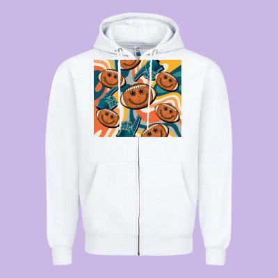 Football Smiley Face Zipper Hoodie Designed By Barkaloodesign