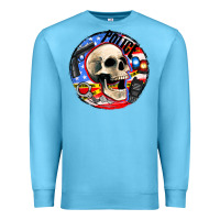 Ocean Blue police skull and police equipment Premium Sweatshirt - AdoDesignShop