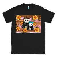 Black Mama Panda And Baby Panda Classic Tee - Artiststas