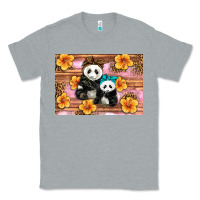Heather Grey Mama Panda And Baby Panda Classic Tee - Artiststas