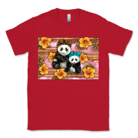 Red Mama Panda And Baby Panda Classic Tee - Artiststas