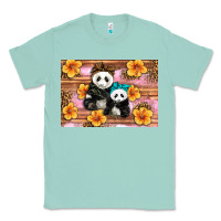 Seafoam Mama Panda And Baby Panda Classic Tee - Artiststas