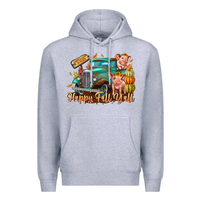 Farm Happy Fall Y'all Premium Hoodie by CowhideDigitalArt | Teevron