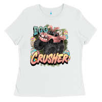 White Egg crusher Easter truck Easter Day Ladies Tee - HowdyJamesFarm
