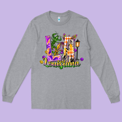 Louisiana La Mardi Gras Long Sleeve Tee Designed By Fadigitalartstudio