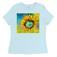 Baby Blue sparkling sunflower Ladies Tee - TumblerDesignByShophia