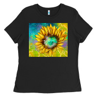 Black sparkling sunflower Ladies Tee - TumblerDesignByShophia