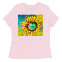 Bubblegum Pink sparkling sunflower Ladies Tee - TumblerDesignByShophia