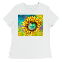 White sparkling sunflower Ladies Tee - TumblerDesignByShophia