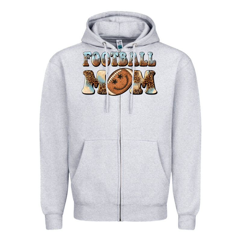 Football Mom Football Smiley Face Zipper Hoodie by BarkalooDesign | Teevron