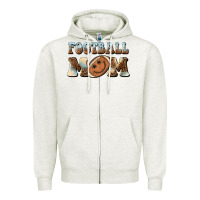 Oatmeal Heather football mom football smiley face Zipper Hoodie - BarkalooDesign