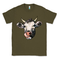 Army Green Cow Classic Tee - HowdyJamesFarm