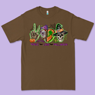 Peace Love Halloween Premium Tee Designed By Nancycooperartshop