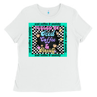 White fueled by ıced coffee and anxiety Ladies Tee - TumblerDesignByShophia