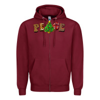 Burgundy christmas peace Zipper Hoodie - BarkalooDesign