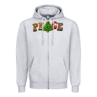 Heather Grey christmas peace Zipper Hoodie - BarkalooDesign