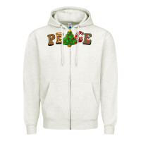 Oatmeal Heather christmas peace Zipper Hoodie - BarkalooDesign
