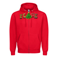 Red christmas peace Zipper Hoodie - BarkalooDesign
