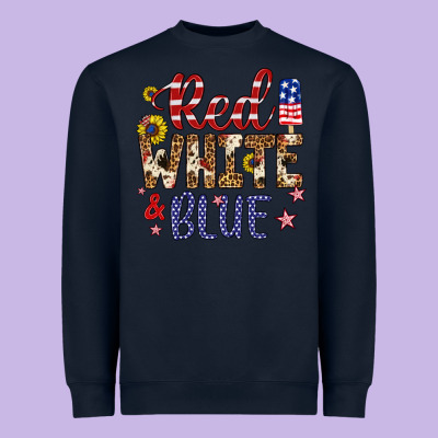 Red White And Blue Heavyweight Sweatshirt Designed By Artiststas