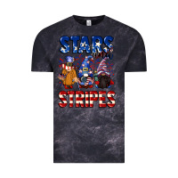 Cloud Black Stars and stripes gnomes 4th of july Vintage Tee - CowGirlArtShop
