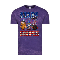 Cloud Purple Stars and stripes gnomes 4th of july Vintage Tee - CowGirlArtShop
