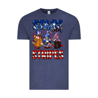 Vintage Denim Stars and stripes gnomes 4th of july Vintage Tee - CowGirlArtShop
