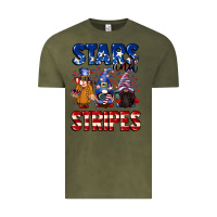 Vintage Olive Stars and stripes gnomes 4th of july Vintage Tee - CowGirlArtShop
