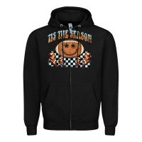 Black tis the season football smiley face Zipper Hoodie - BarkalooDesign
