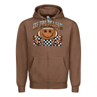 Chestnut tis the season football smiley face Zipper Hoodie - BarkalooDesign
