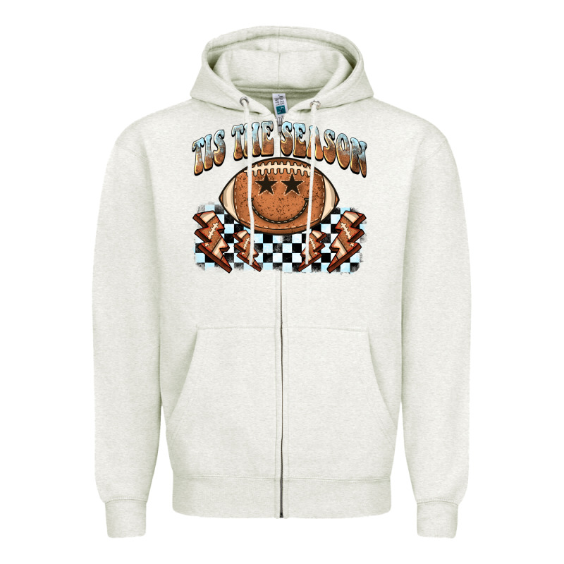 Tis The Season Football Smiley Face Zipper Hoodie by BarkalooDesign | Teevron
