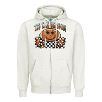 Oatmeal Heather tis the season football smiley face Zipper Hoodie - BarkalooDesign