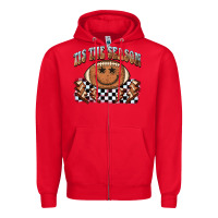 Red tis the season football smiley face Zipper Hoodie - BarkalooDesign