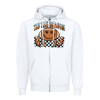 White tis the season football smiley face Zipper Hoodie - BarkalooDesign