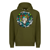 Army Green Bull Skull Christmas Premium Hoodie - RanaPortraitStore