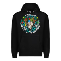 Black Bull Skull Christmas Premium Hoodie - RanaPortraitStore
