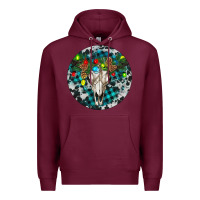 Burgundy Bull Skull Christmas Premium Hoodie - RanaPortraitStore