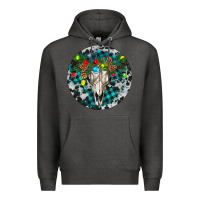 Charcoal Heather Bull Skull Christmas Premium Hoodie - RanaPortraitStore