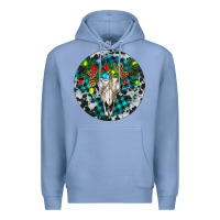 Colony Blue Bull Skull Christmas Premium Hoodie - RanaPortraitStore